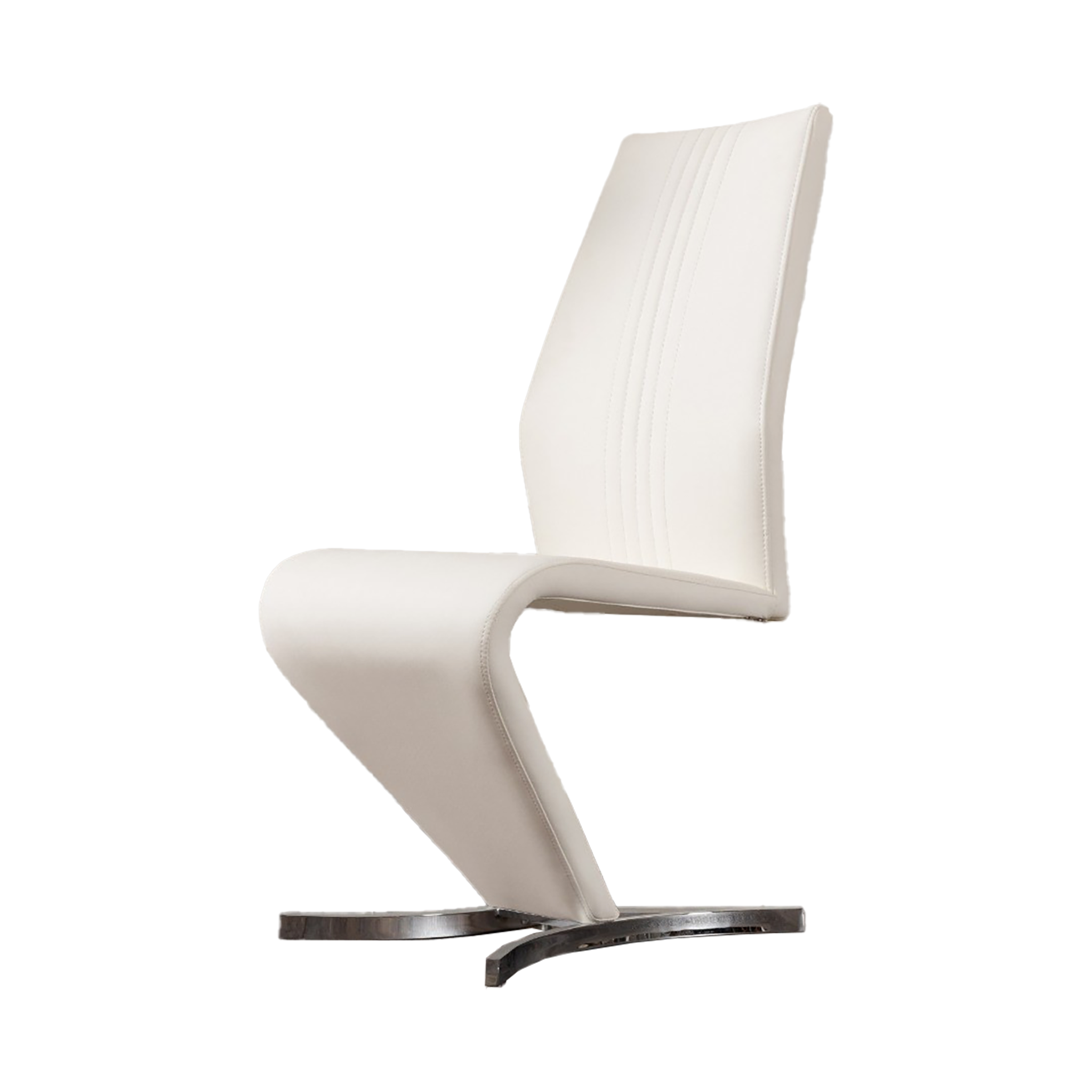 Chrome-base cantilever dining chair in cream PU for modern dining room specification — DC-1703
