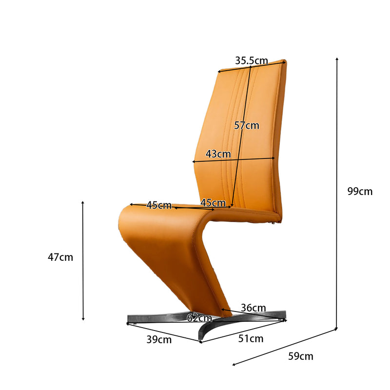 Cantilever PU dining chair dimensions — seat height 470mm, overall height 990mm, chrome steel base — DC-1703
