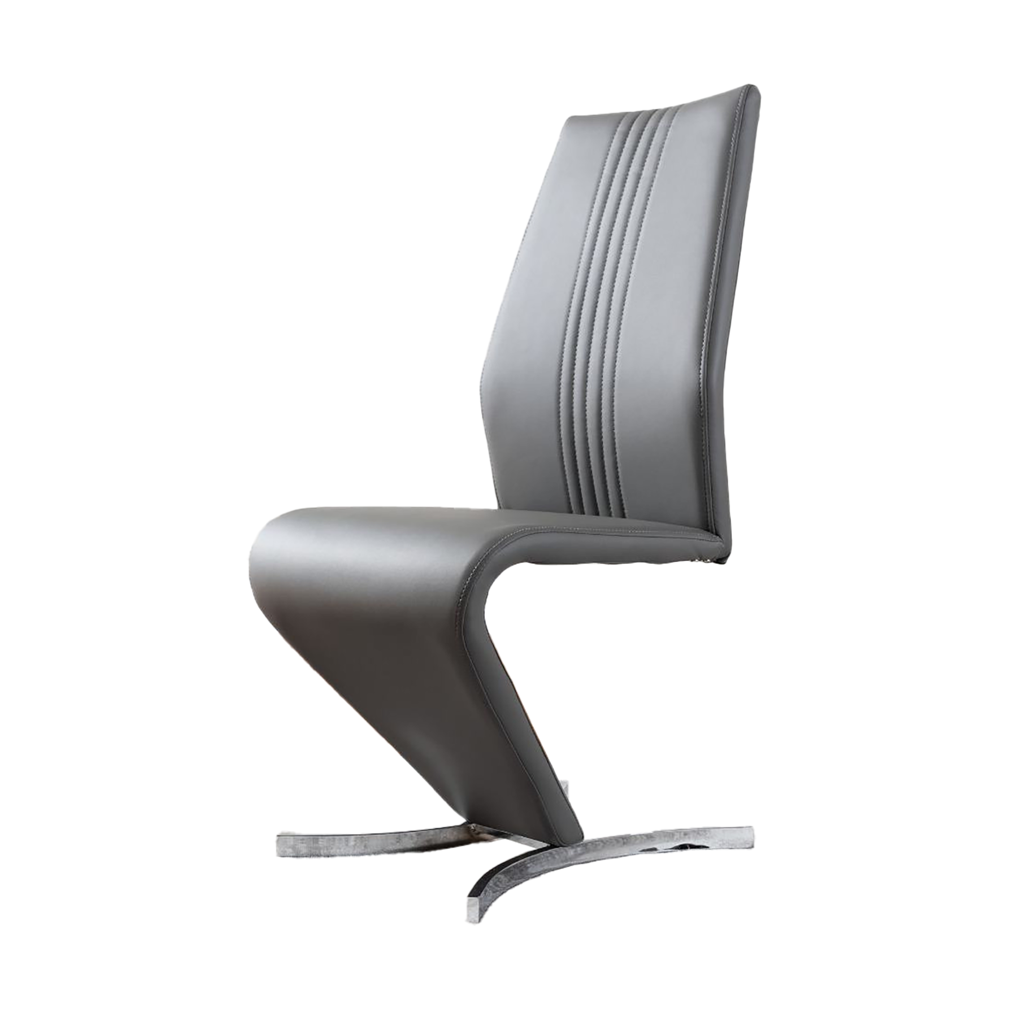 Armless PU cantilever dining chair in pebble grey for open-plan residential dining — DC-1703