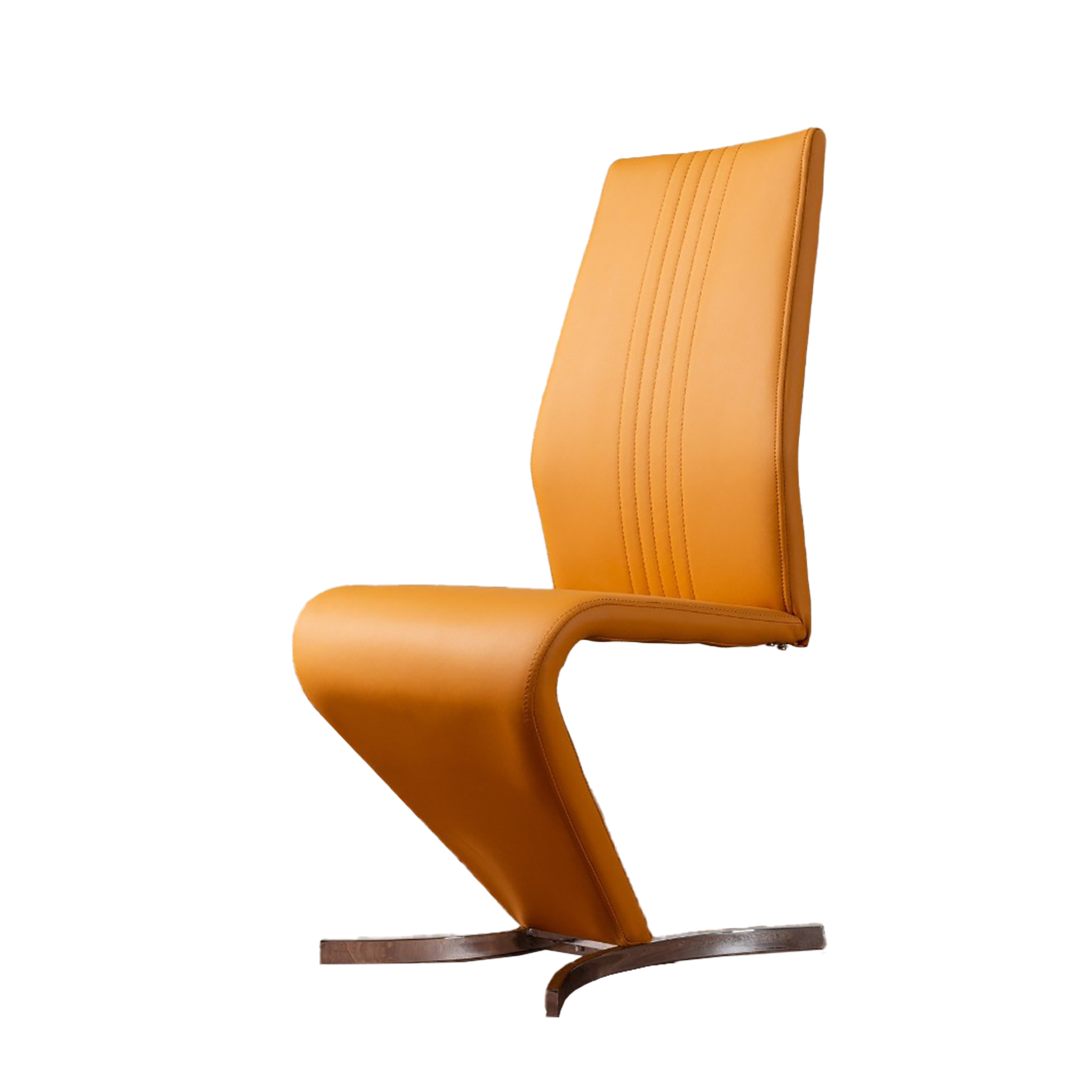 Steel-tube cantilever dining chair in ochre PU for café and bistro interiors — DC-1703