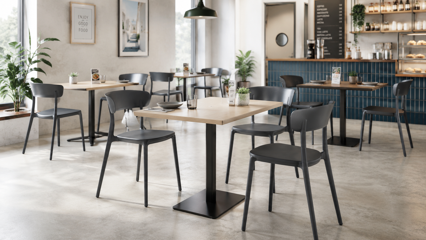 Black PP Chairs for Casual Restaurant Dining with [