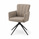 Fully upholstered swivel dining armchair in greige taupe woven fabric with black star base, DC-5071 Greige Taupe by GEYA Seating
