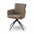 Channel-quilted swivel dining armchair in taupe beige woven fabric with black four-point base, DC-5071 Taupe Beige by GEYA Seating
