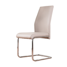 High-back cantilever chair in cappuccino performance PU with vertical channel stitching and chrome frame for conference and boardroom seating — DC-1670