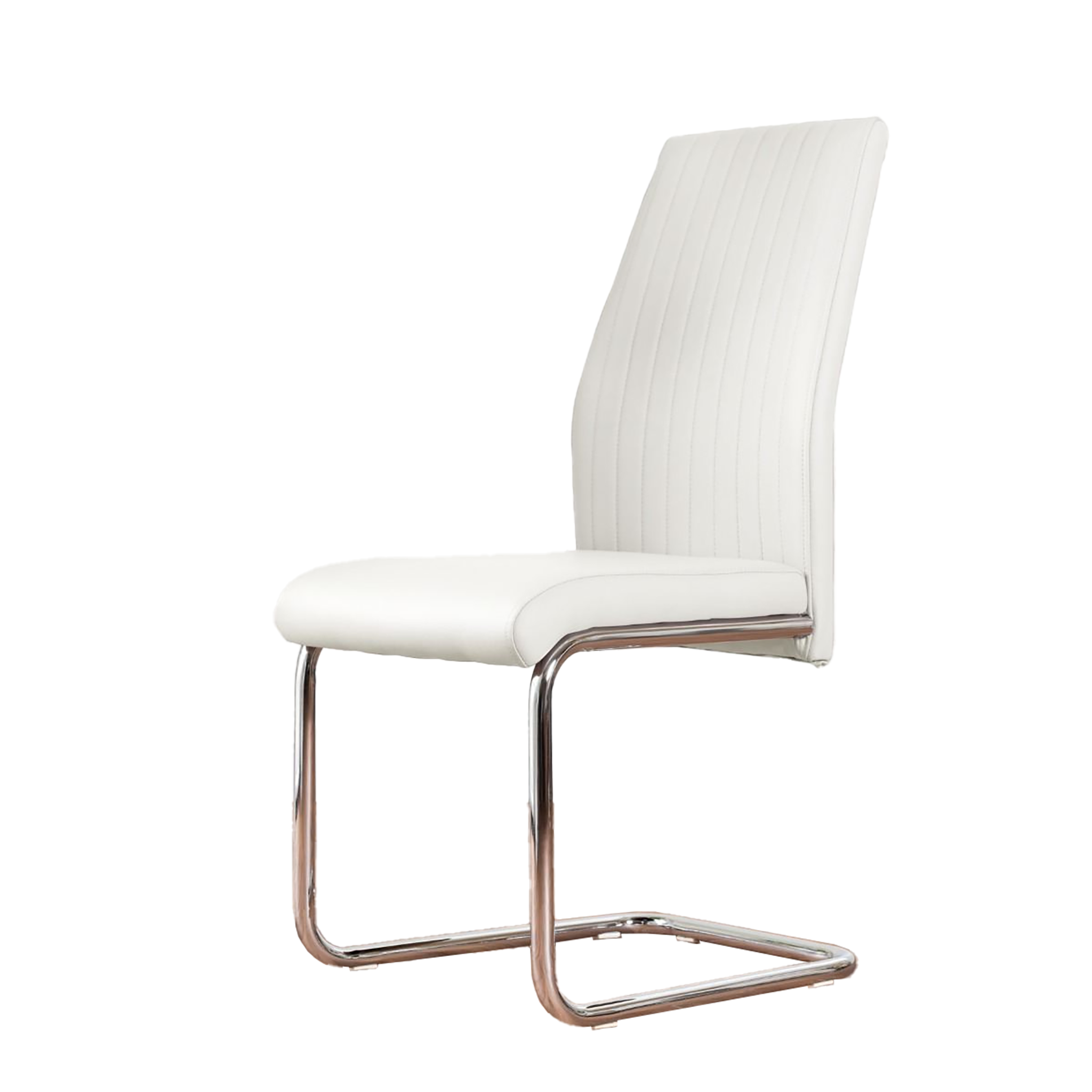  High-back channel-stitched cantilever chair in cream performance PU with chrome-plated steel cantilever frame for office and project supply — DC-1670