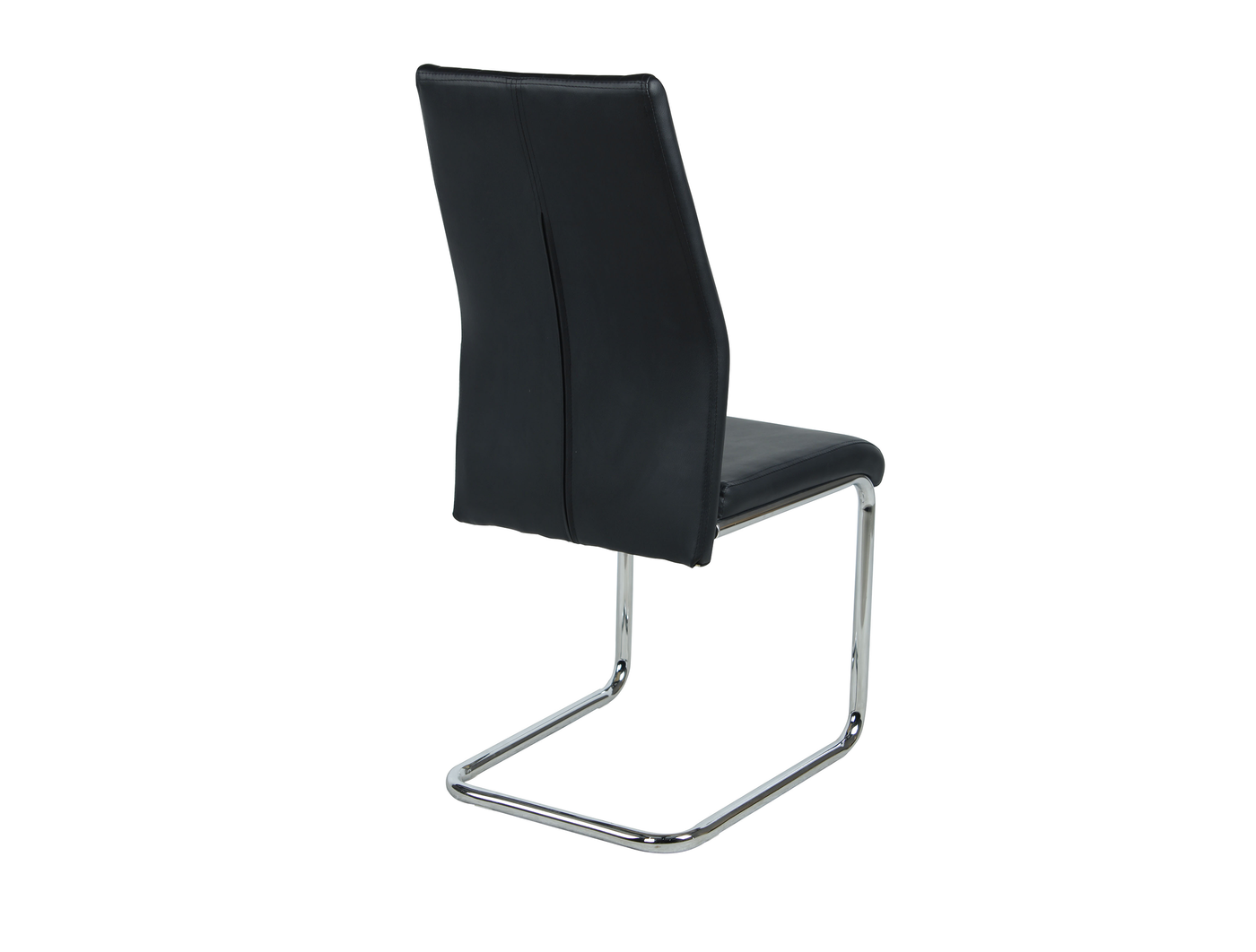 Rear view of high-back cantilever chair showing plain smooth outer back and chrome-plated steel cantilever frame base — DC-1670