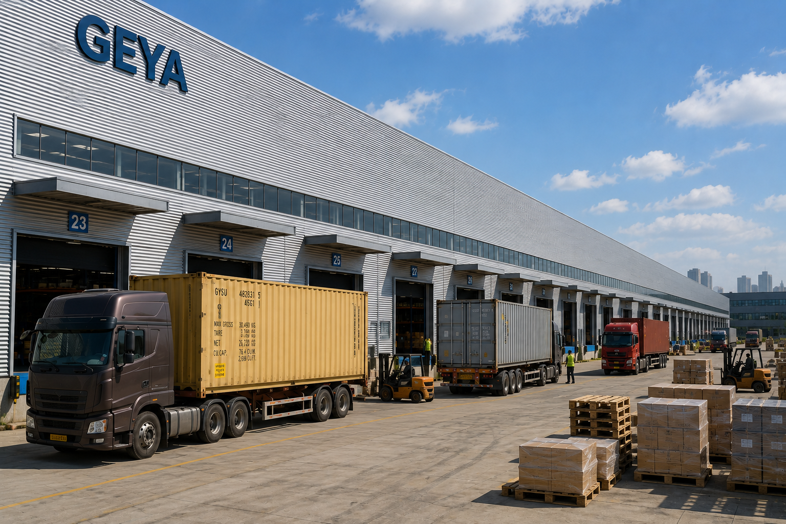 Furniture export orders prepared for container loading and international shipment coordination at GEYA