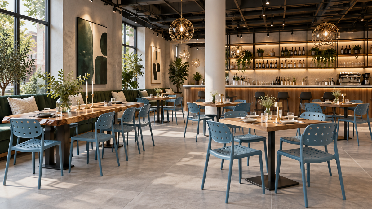 Commercial Polypropylene Seating for Café Dining Layouts Teal PC-111