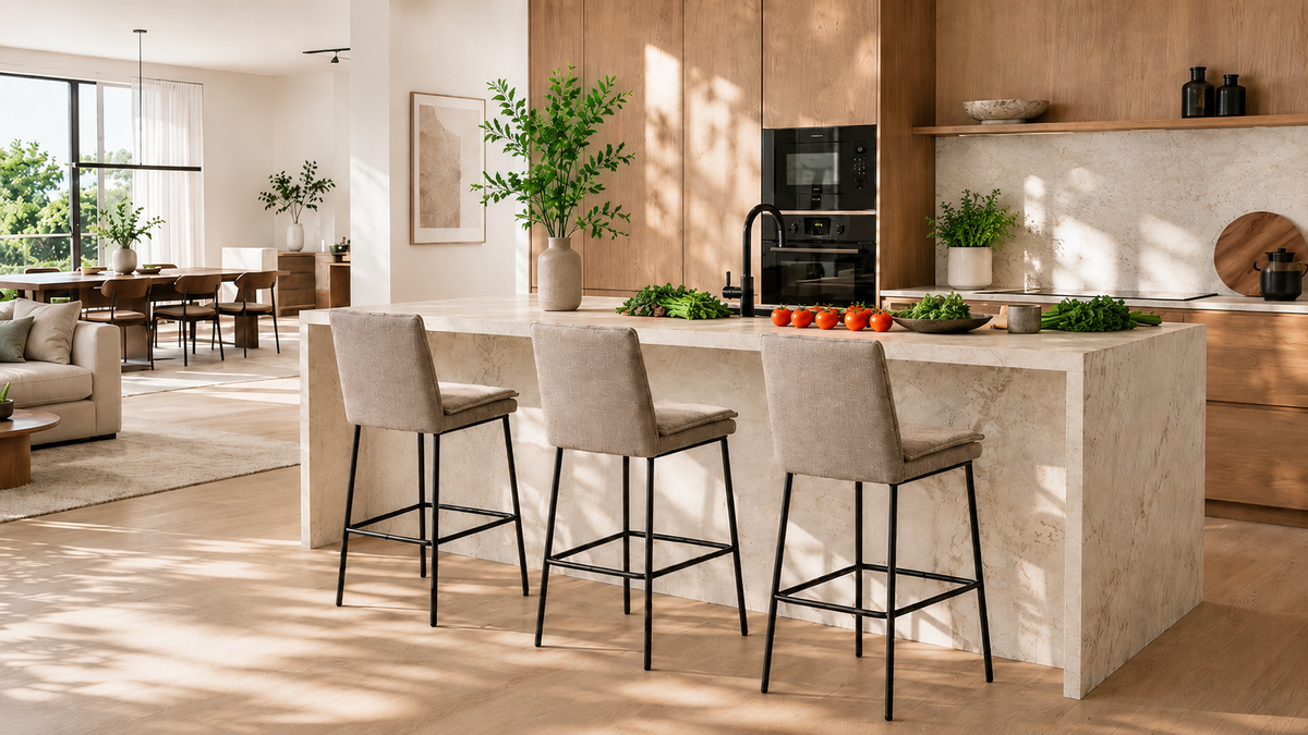 Contemporary Kitchen Island Seating with Warm Taupe Counter Stools with [