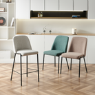 Green and camel soft-square dining chairs paired with matching counter stool for open dining spaces DC-3070