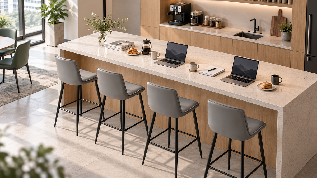 Upholstered Bar Stools for Corporate Pantry Islands — GEYA BC-66-705