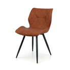 Crazy horse PU upholstered dining chair in cognac brown with slim black metal legs, DC-1627 Cognac Brown by GEYA Seating
