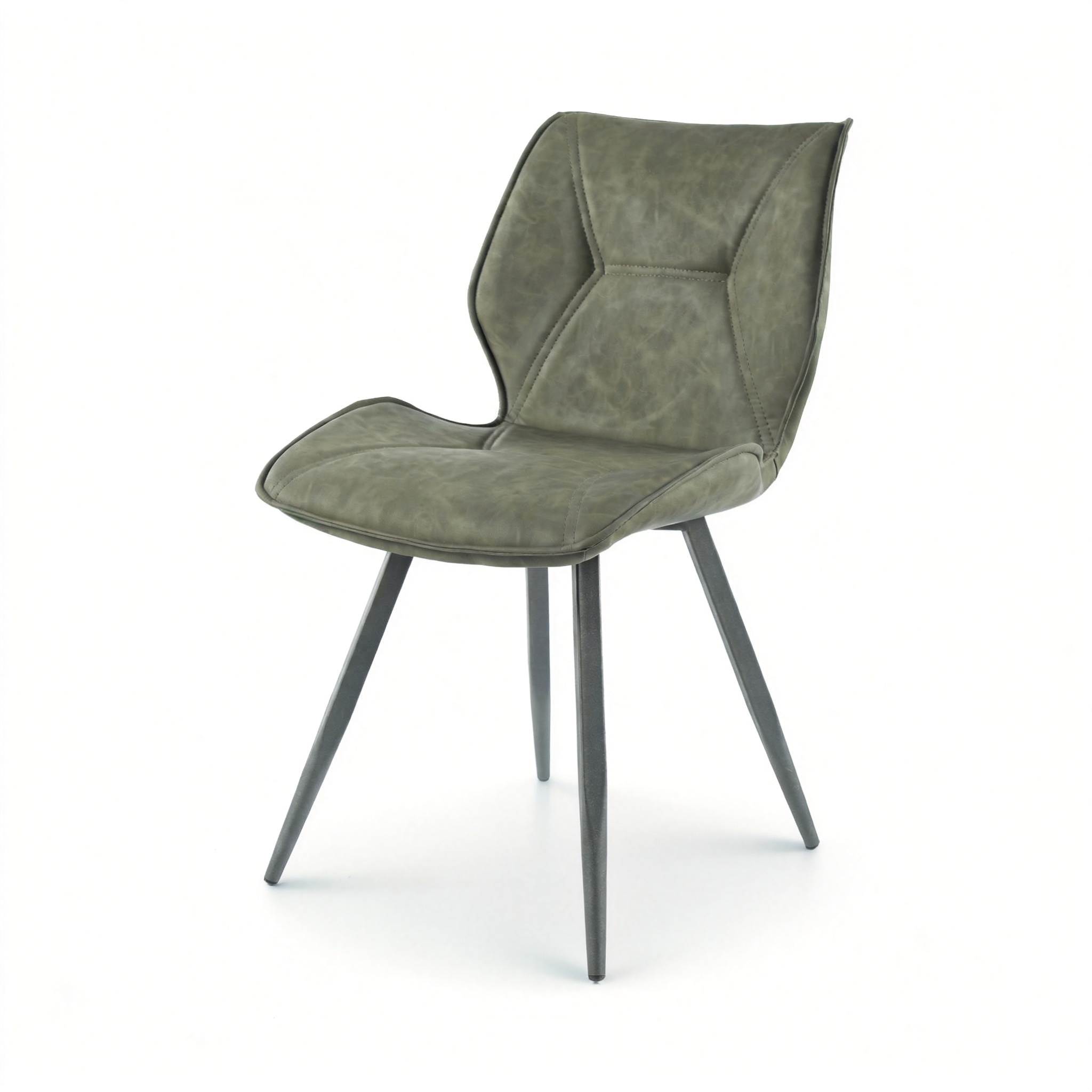 PU leather dining chair in slate olive with tapered black steel frame, DC-1627 Slate Olive by GEYA Seating
