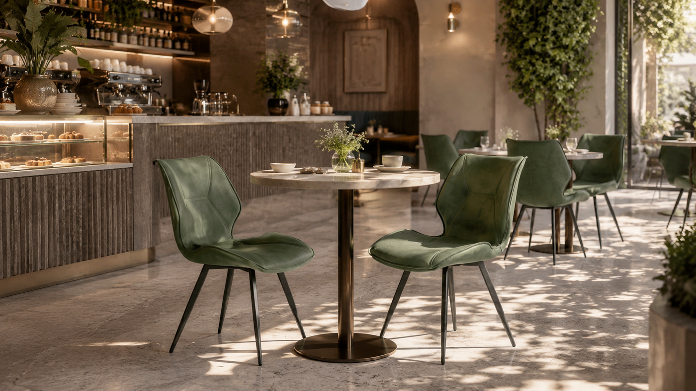 Modern Dining Room with Crazy Horse PU Upholstered Dining Chair with [