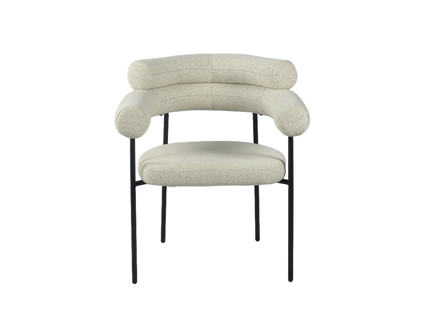 Curved Arm Bouclé Dining Chair (DC-3258) — Front View — GEYA DC-3258