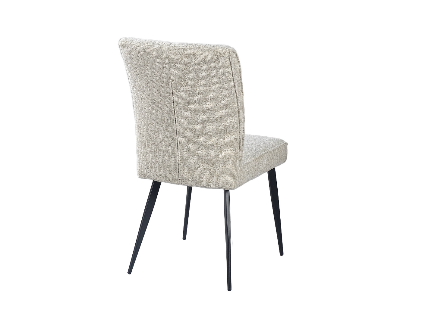 Rear view of curved-back dining chair showing black sand-grain powder-coat steel frame construction — DC-3219