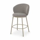 Grey curved shell back upholstered counter stool with 22mm round steel tube frame