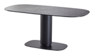 Cylindrical pedestal sintered stone dining table in grey with black steel base, GEYA Seating T-99