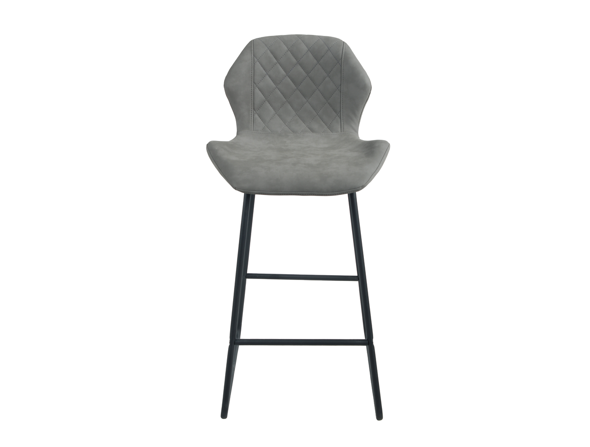 Diamond-quilted bar stool in Graphite Grey showing front stitchwork and seat cushion, GEYA Seating BC-05-750