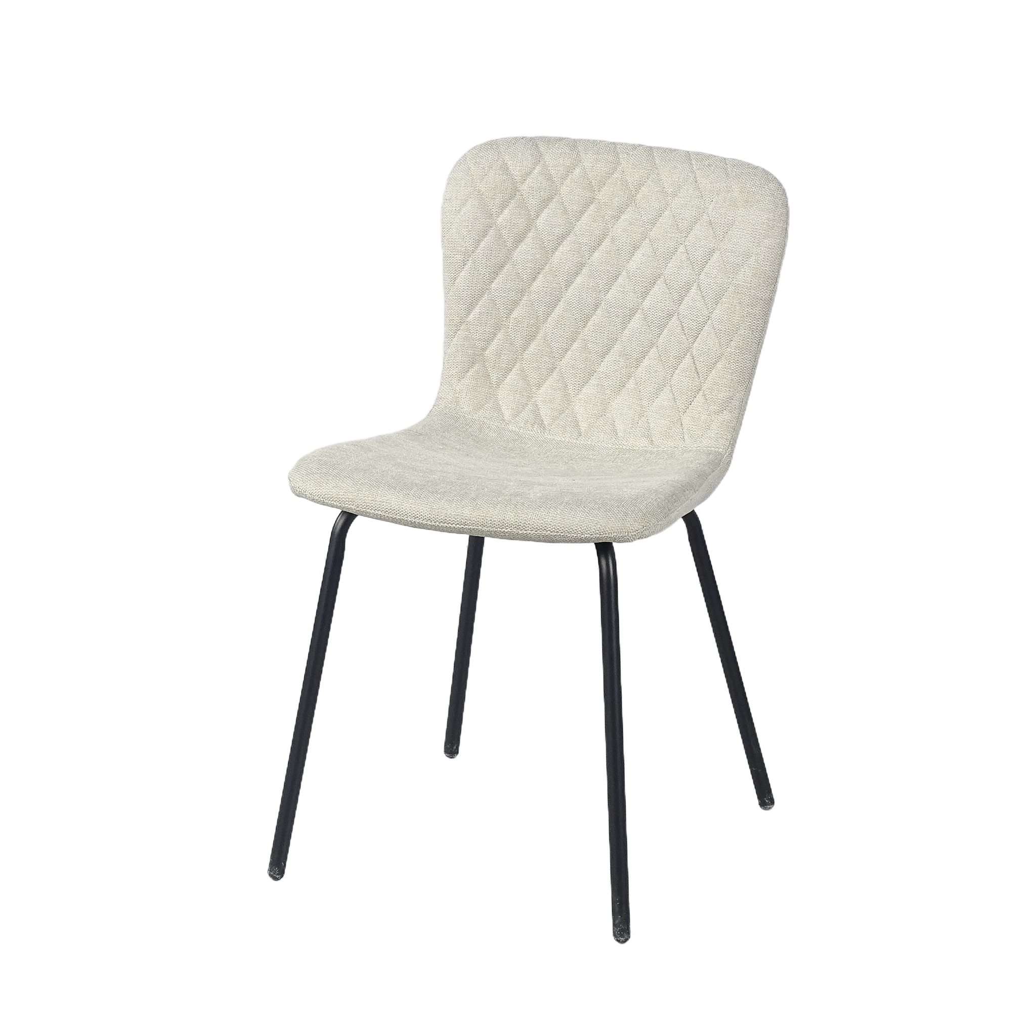 Linen look diamond-quilted dining chair in cream for residential dining room, DC-1060-C
