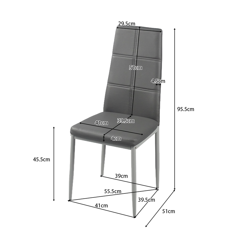 Diamond-quilted faux leather dining chair dimensions W410 D510 H955mm seat height 455mm DC-2017-A