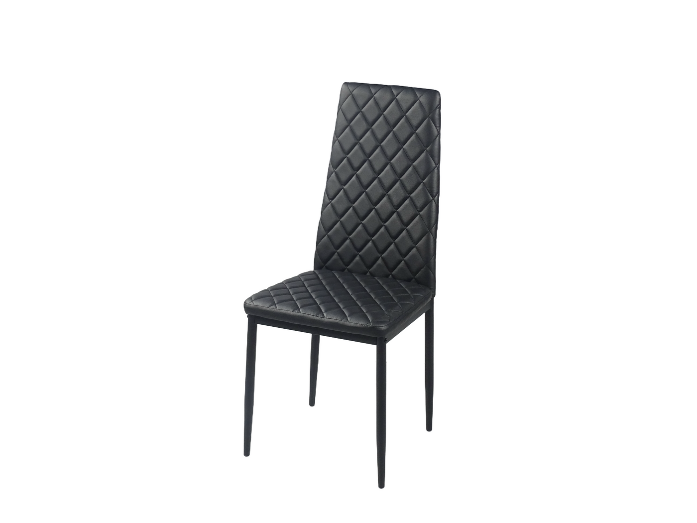 Diamond-Quilted Faux Leather Dining Chair (DC-2017-1) — Three-Quarter View — GEYA DC-2017-1