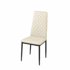 Cream faux leather dining chair with quilted backrest and seat — DC-2017-1