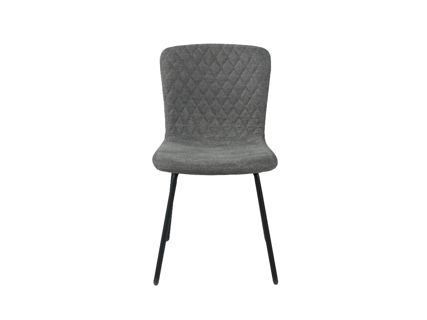 Linen look diamond-quilted armless dining chair in charcoal, sculpted shell upholstery, GEYA Seating DC-1060-C