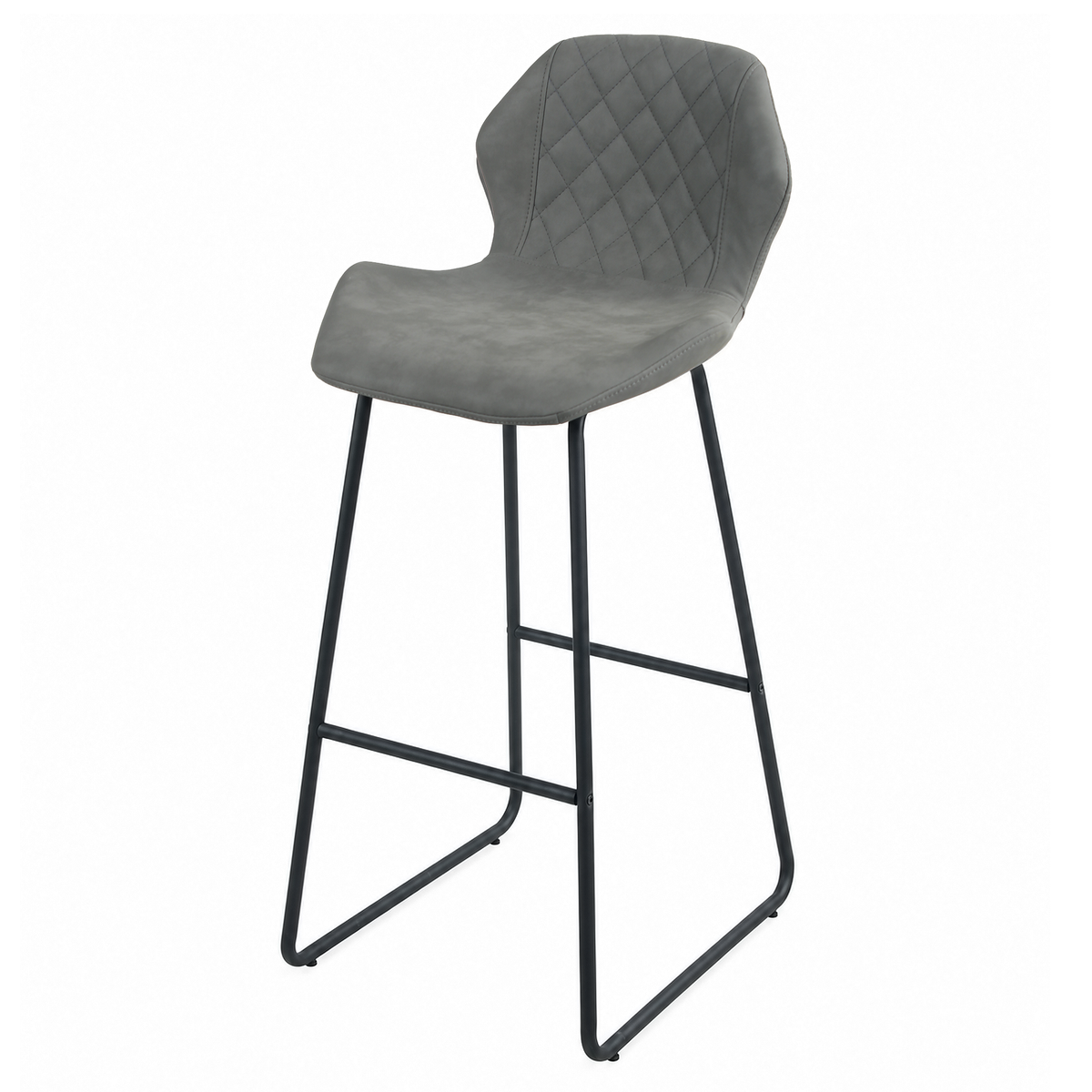 Diamond-quilted nubuck-look PU bar stool in Graphite Grey, GEYA Seating BC-05-750
