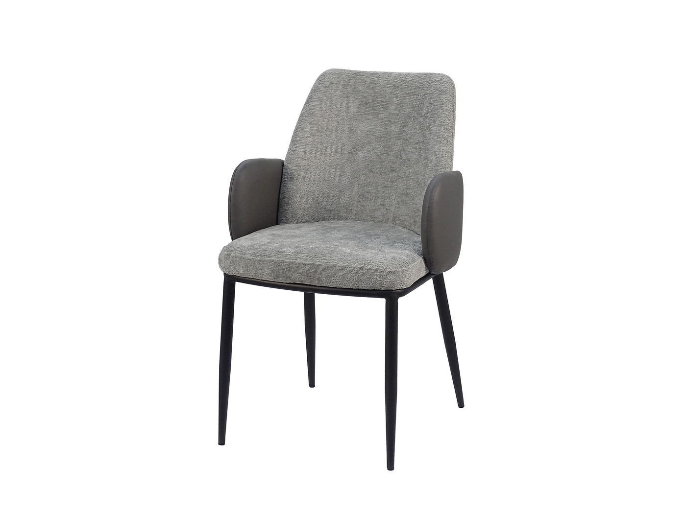 Wrap-shell dining armchair slate dual-material textured fabric and PU upholstery, hotel all-day dining interior, DC-3117