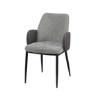 Wrap-shell dining armchair in slate textured fabric with dark PU armshell, open-plan residential dining room, DC-3117
