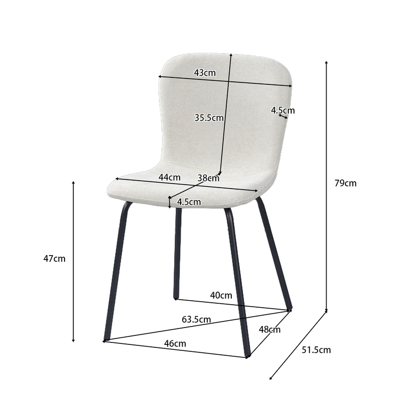 Linen look diamond-quilted dining chair dimensions: H790 W515 D635mm, seat height 470mm, export packing — DC-1060-C