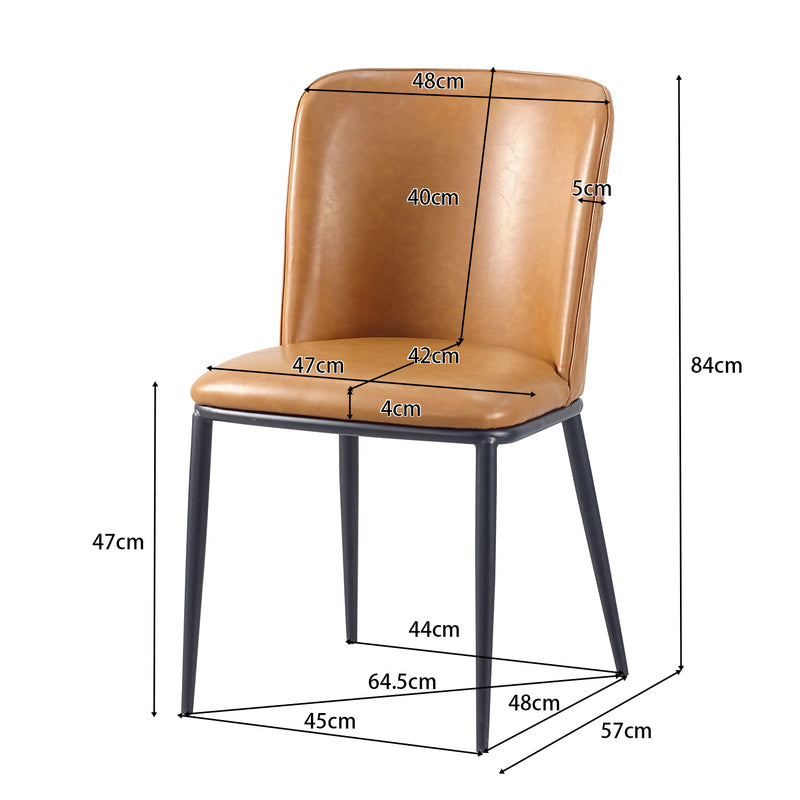 upholstered dining chair dimensions — 480W × 570D × 820H mm, 475 mm seat height, Ø28 mm steel frame-DC-3063 