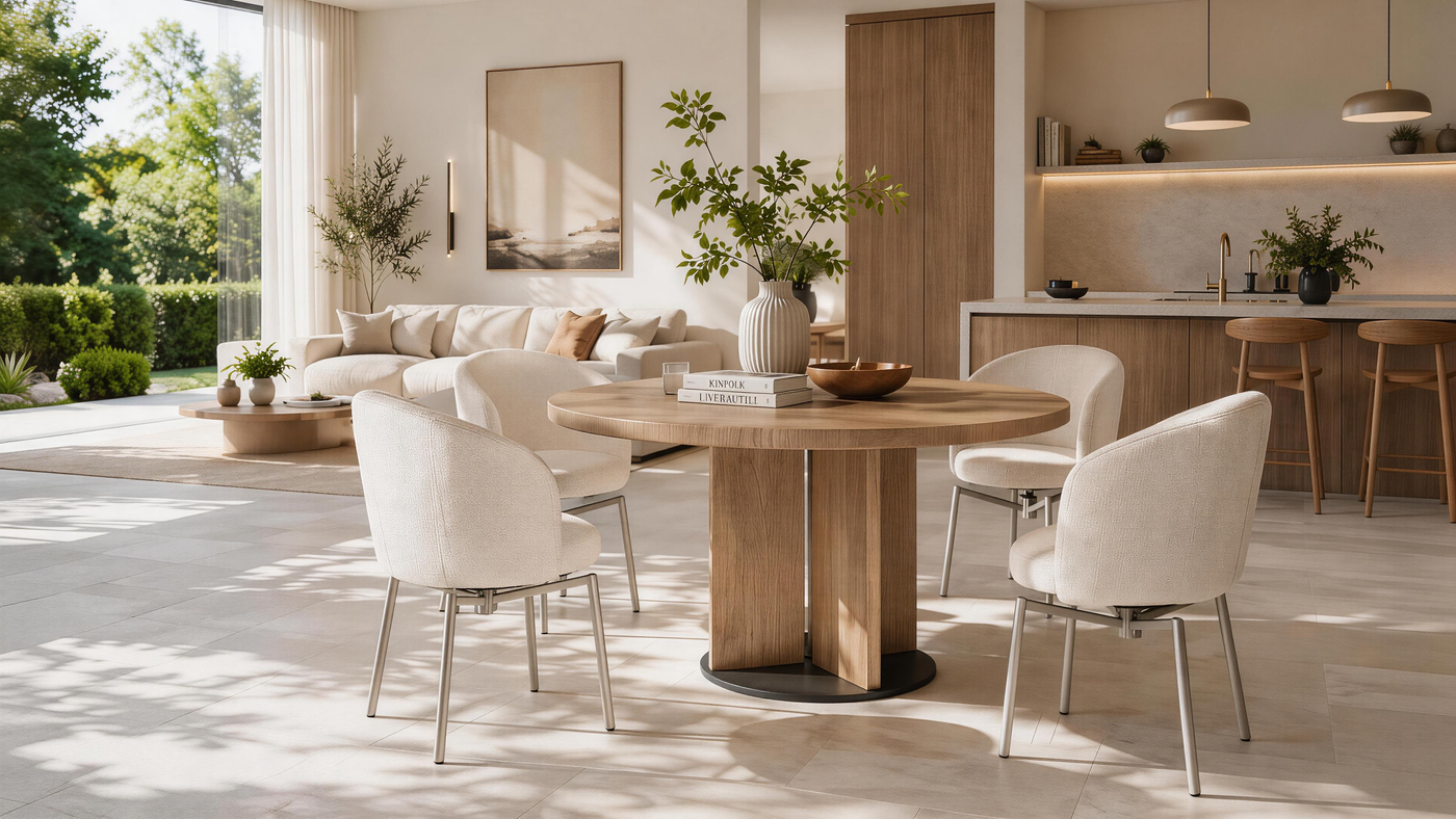 Open-Plan Kitchen Dining with Swivel Tub Chairs with [