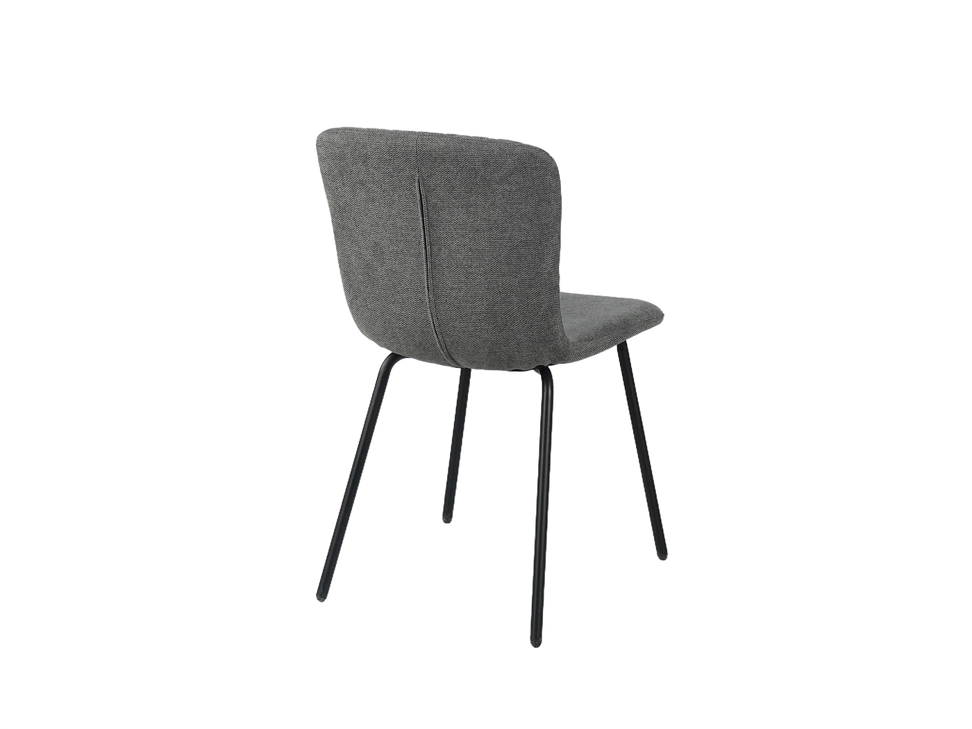 Linen look diamond-quilted dining chair in charcoal, 19mm sand-black powder-coated splayed steel frame — DC-1060-C