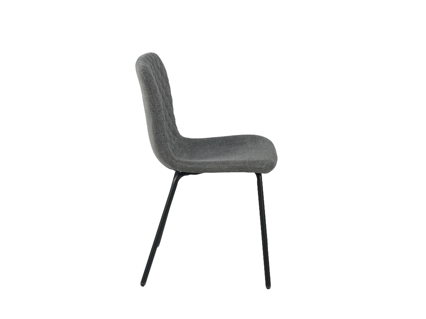 Linen look diamond-quilted dining chair in charcoal, sculpted shell silhouette, seat height 485mm — DC-1060-C