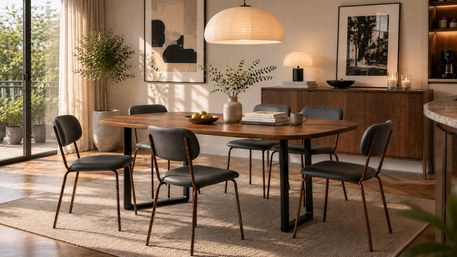 GEYA dining chairs arranged in a modern residential dining room
