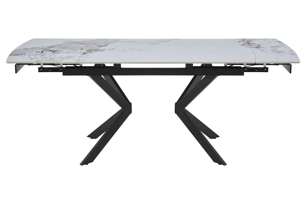 Front profile of extending sintered stone dining table in 2000 mm expanded state, GEYA Seating T-105
