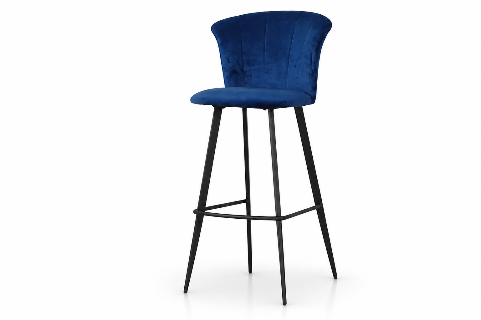 Navy Flared-Back Upholstered Bar Stool with Black Metal Frame for Hospitality and Café Bar Seating – BC-22-750