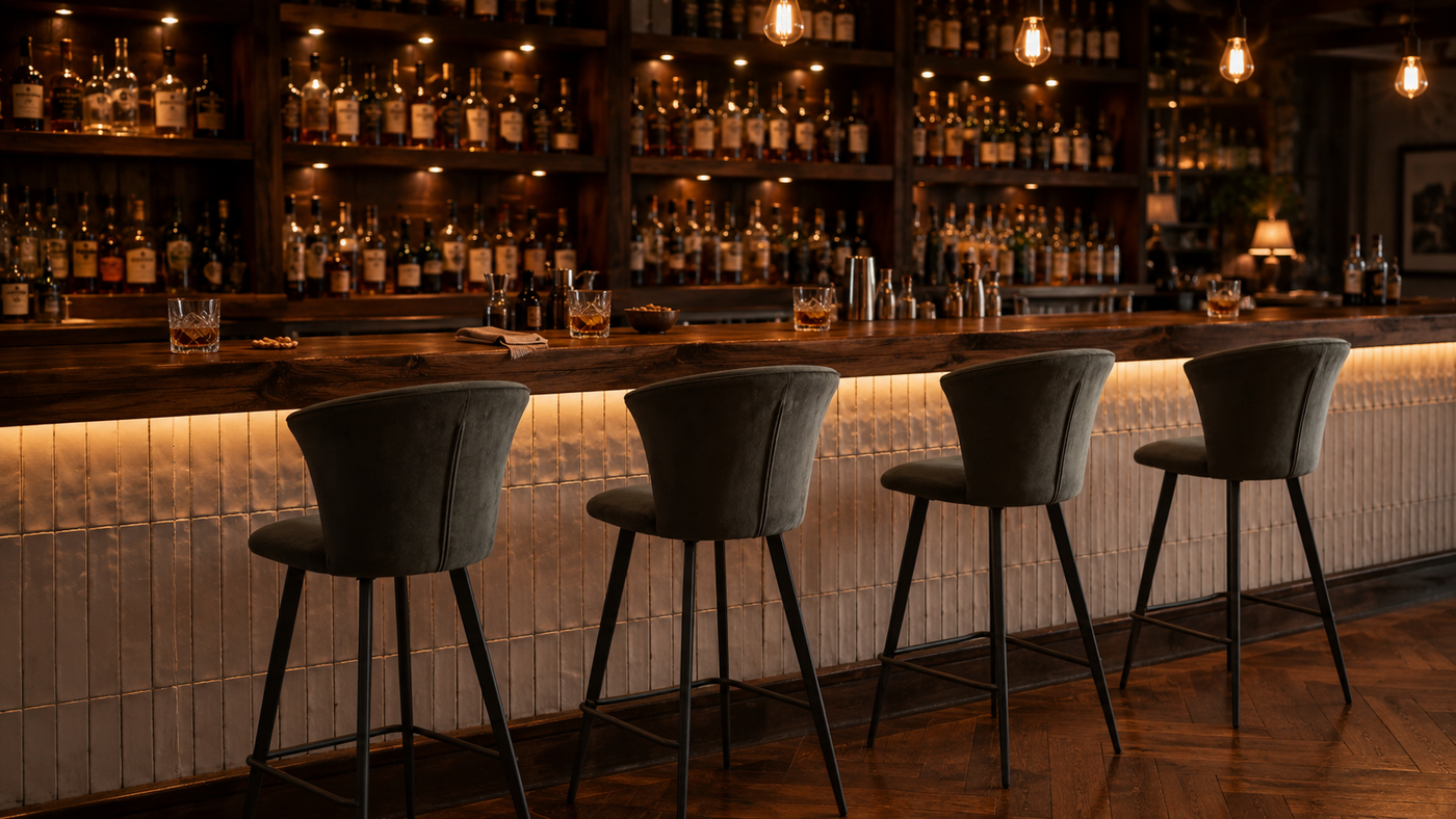 Upholstered Counter Stool for Contemporary Bar Interiors with [