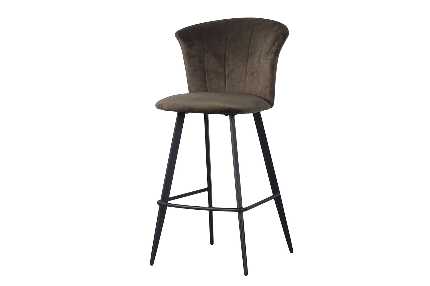Flared-Back Velvet Counter Stool with Channel Stitching(BC-22-670) — Three-Quarter View — GEYA BC-22