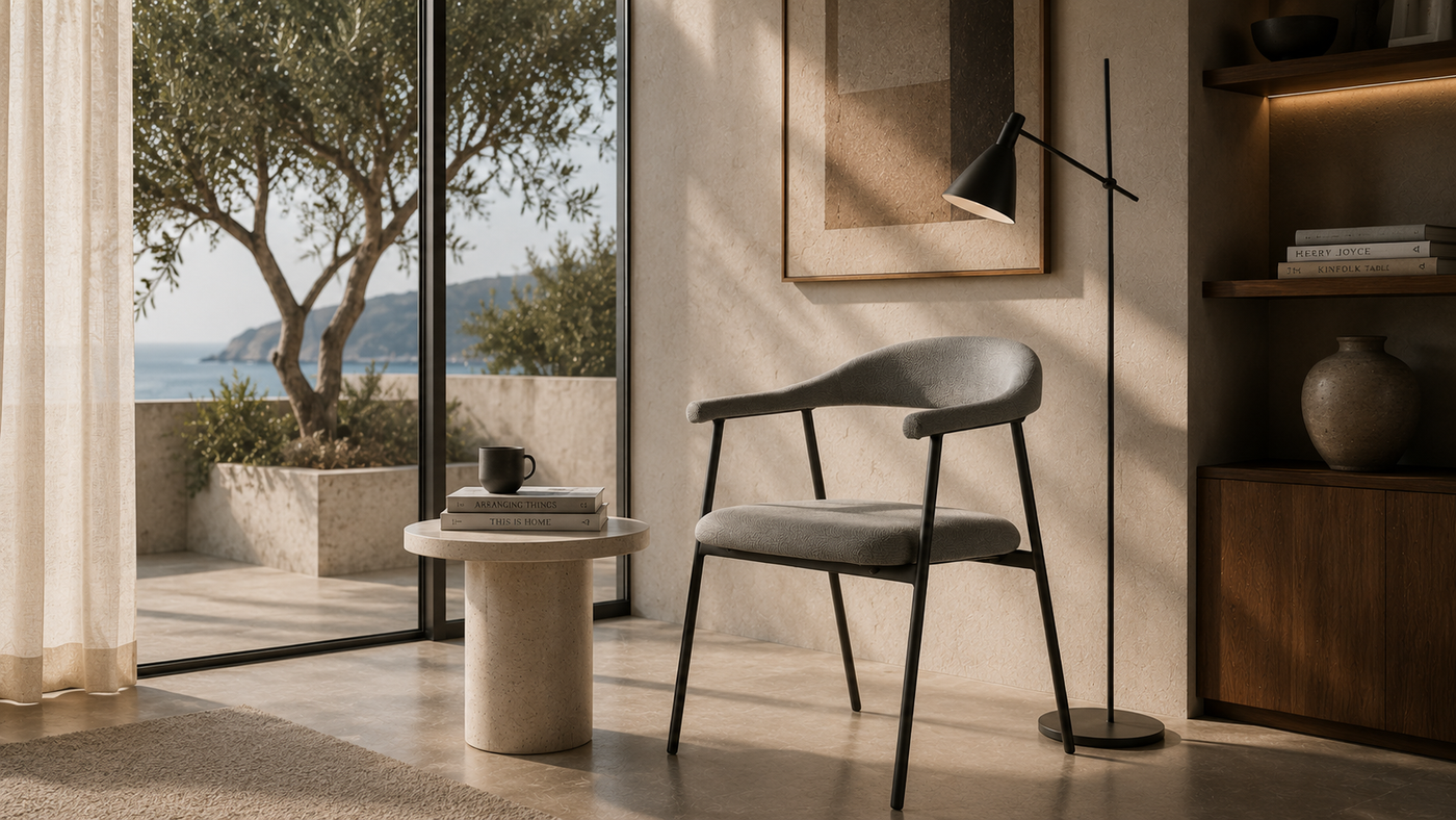 Quiet Reading Corner — Warm textures, peaceful mood, designer simplicity. with [
