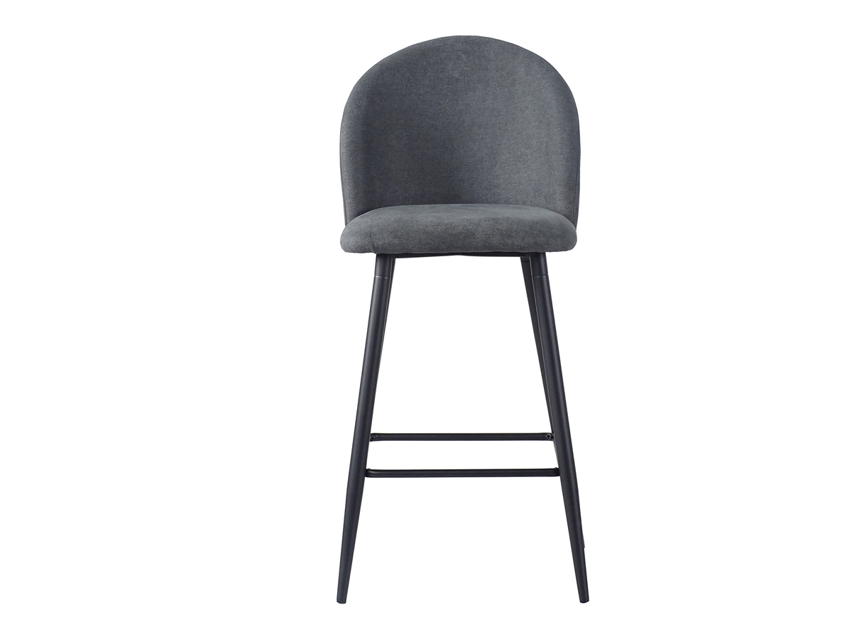 Front elevation of curved-back bar stool in Charcoal Grey velvet, GEYA Seating BC-50-750