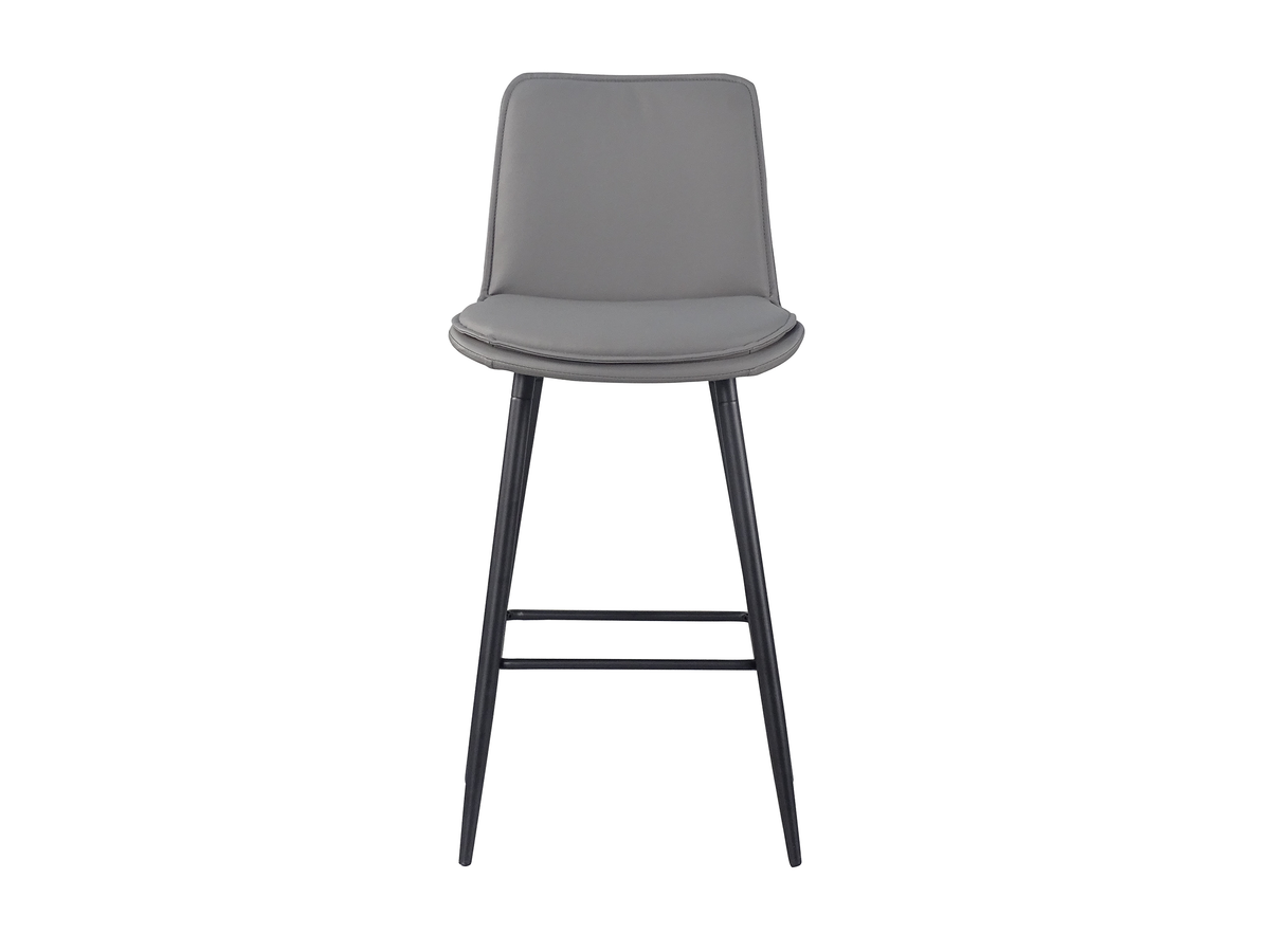 Front view of upholstered bar stool in Mist showing 455 mm compact width, GEYA Seating BC-66-705