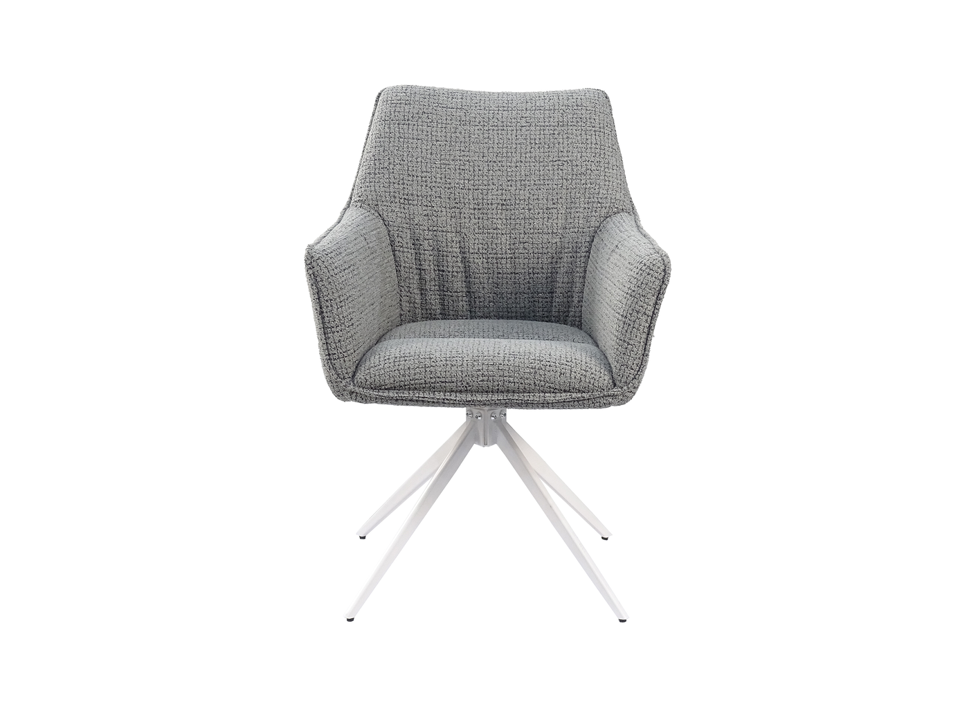 Front view of Wraparound Upholstered Swivel Armchair in Ash Grey with white four-star swivel base (DC-5050)- GEYA Seating