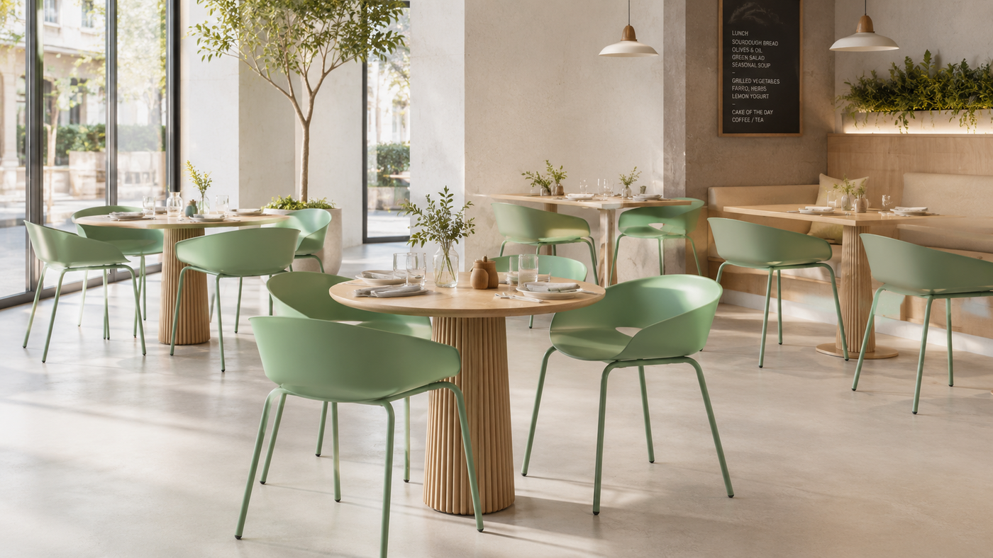Sage Green PP Chairs for Garden Café Dining with [