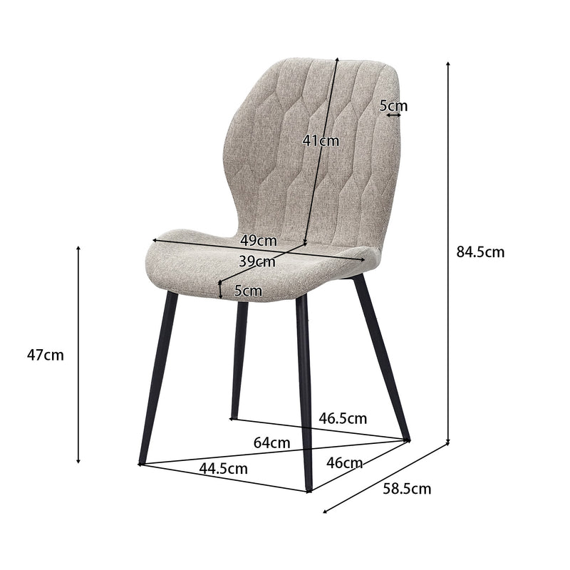 Dining chair dimensions showing 845 mm overall height, 470 mm seat height and 390 mm seat depth, DC-3071