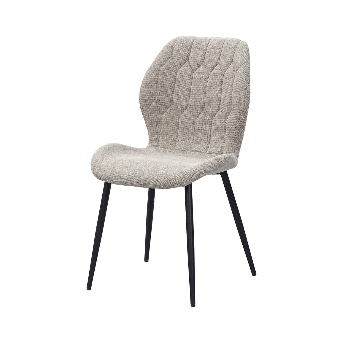 Geometric-stitched dining chair in light grey linen-look upholstery, GEYA Seating DC-3071