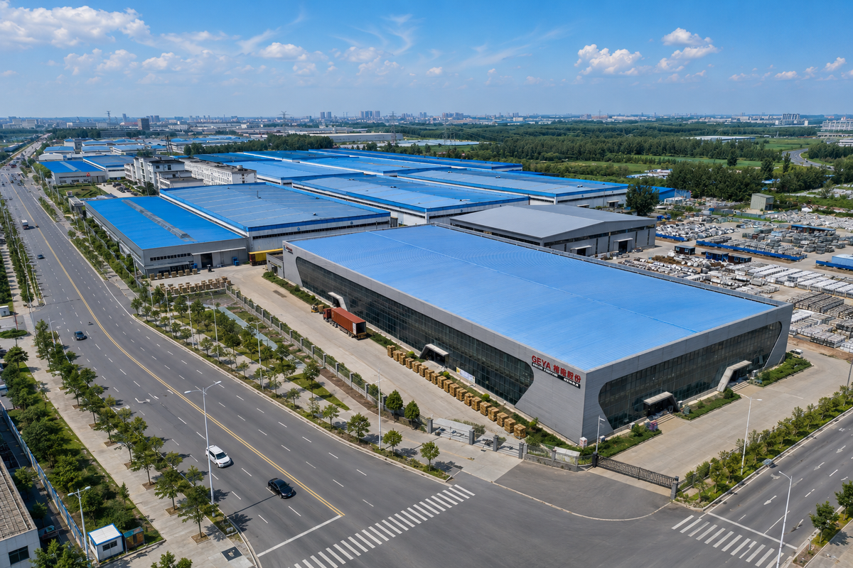 Aerial view of GEYA seating and table manufacturing campus in Hebei, China