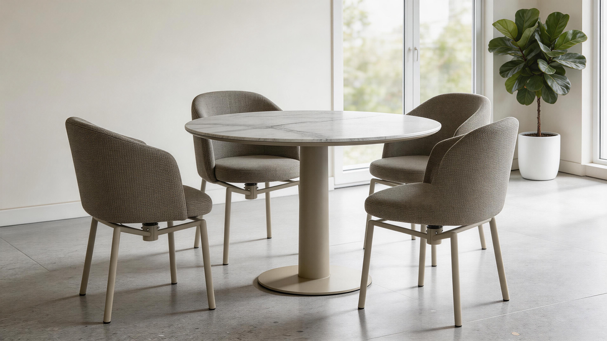 Boutique Café Round Table Setting with [